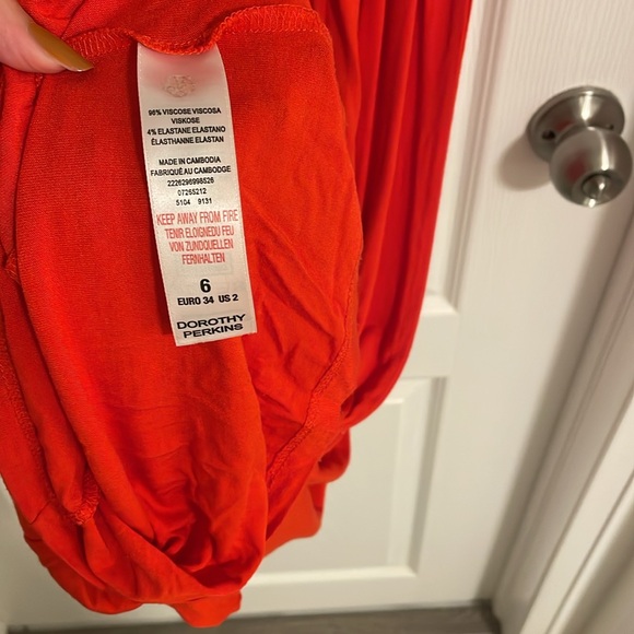 Dorothy Perkins Bright Red Cotton Dress US 2 - Picture 5 of 5